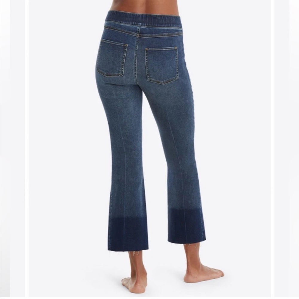 SPANX Blue Ankle Cropped Flare Jeans L NEW - Picture 3 of 10